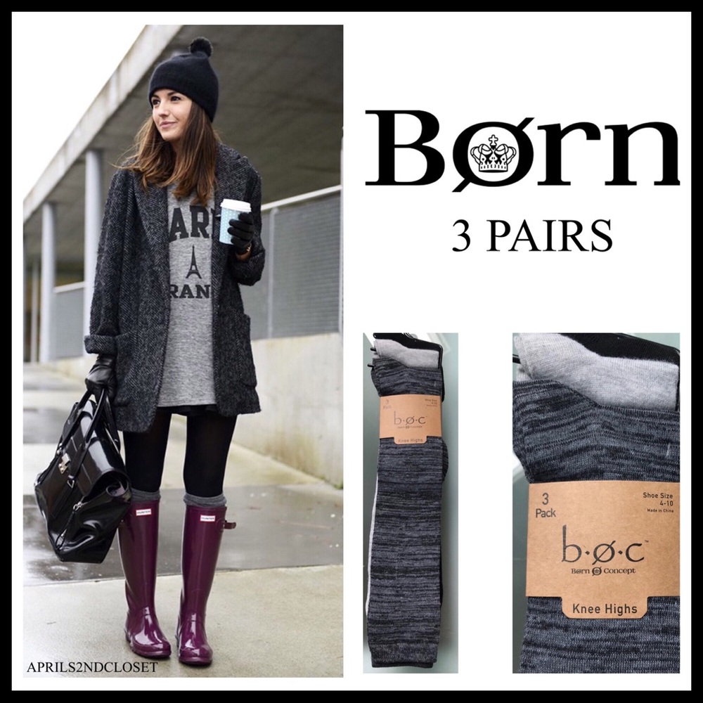 3 PAIRS B.O.C. TALL KNEE HIGH BOOT SOCKS A3C - Picture 5 of 8